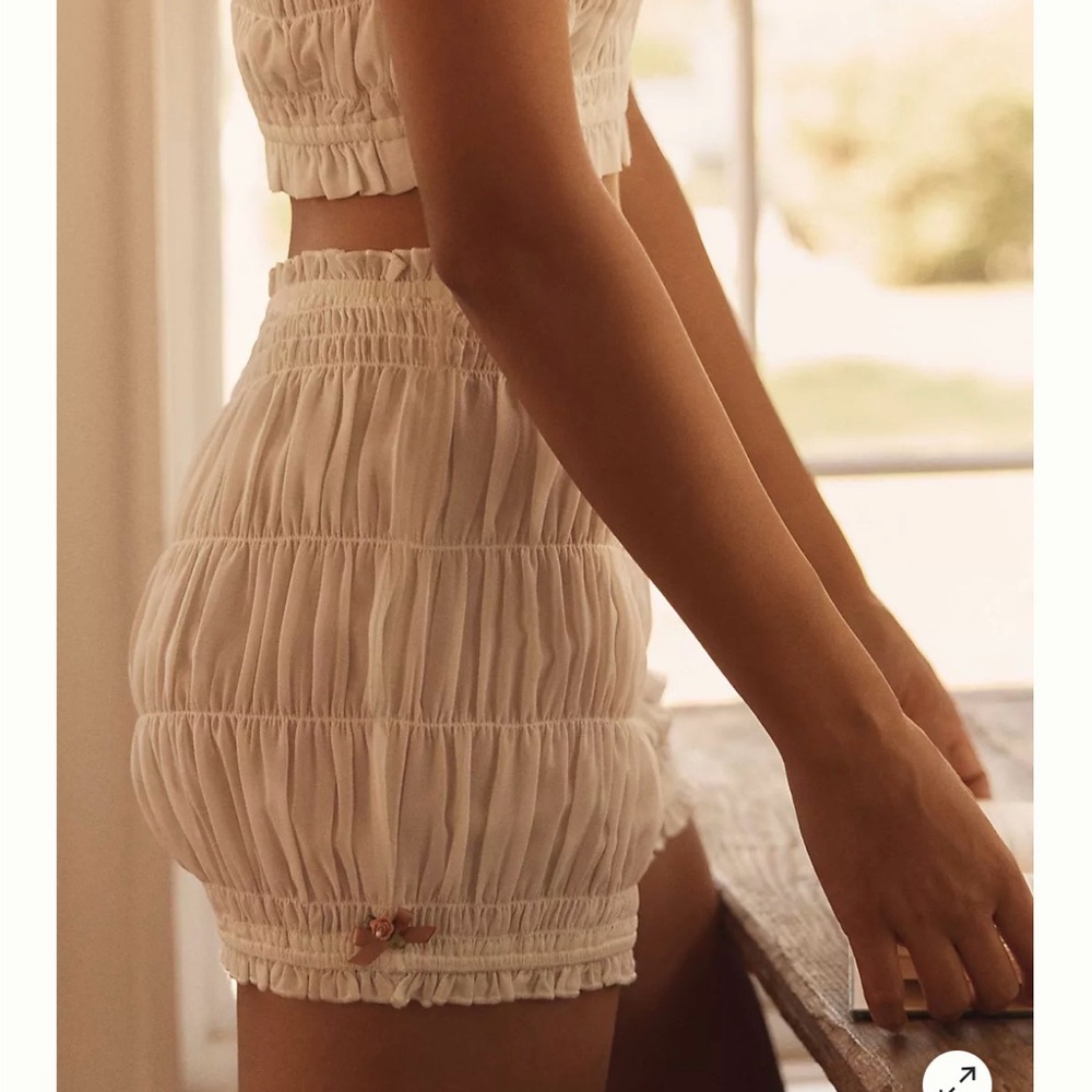 LyreBird Ruched ruffled Bloomer Shorts and Sheet Bralette set Anthropologie med - Picture 4 of 16